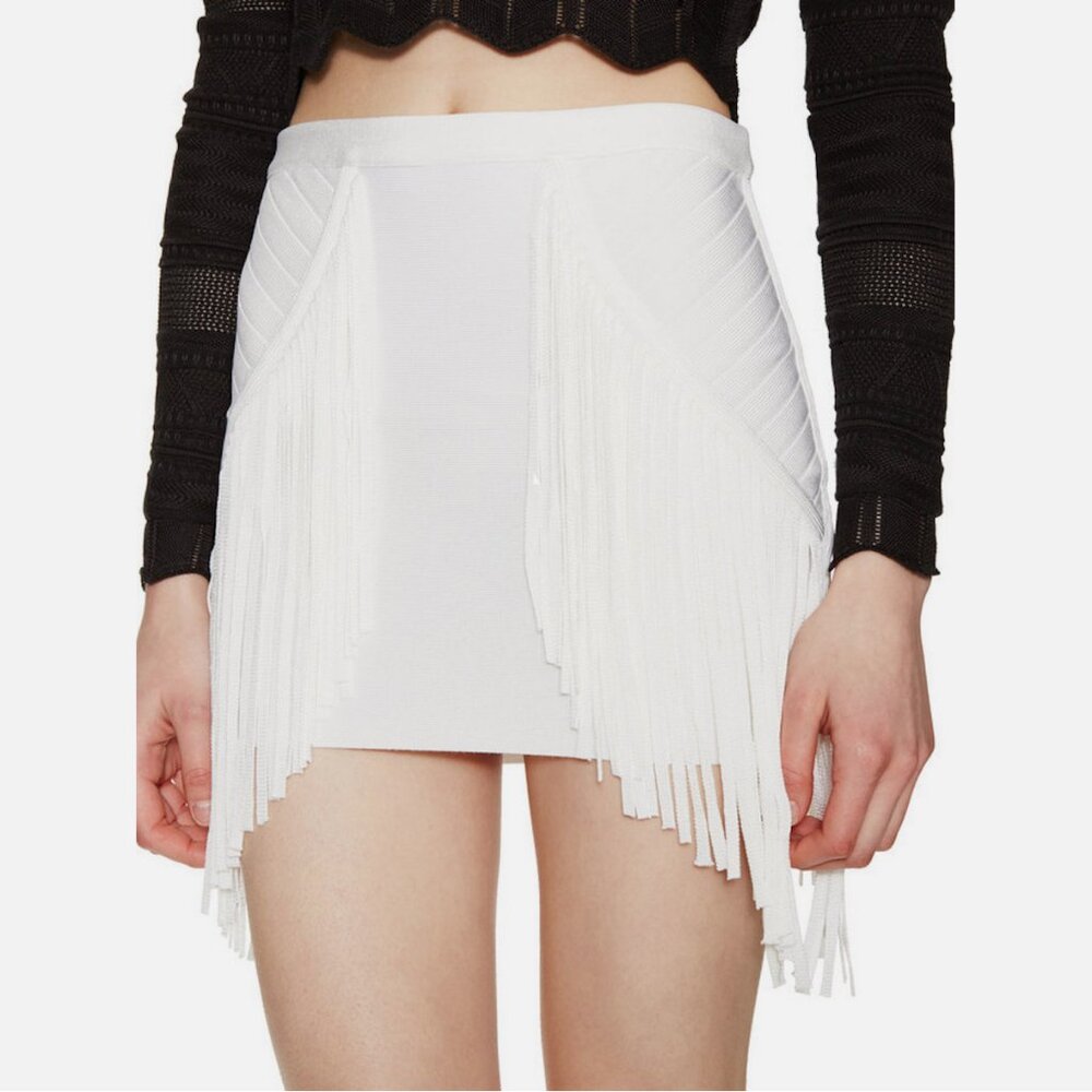 Torn by Ronny Kobo Phyllis Fringe Mini Skirt